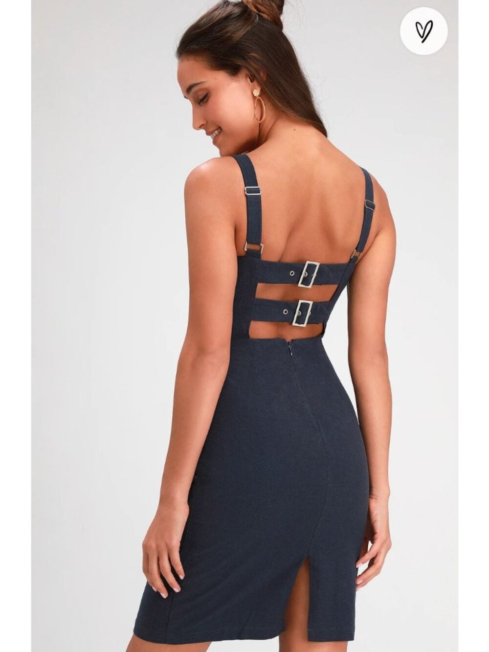 Lulus Joyful Juniper Navy Blue Open Back Midi Dress Size Small NEW!!